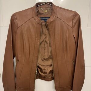 Cole Haan Brown Leather Jacket with Tailored Silhouette